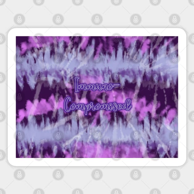 Immuno Compromised Fibro Lupus Crohns CFS FMS Spoonie Purple Tie Dye Sticker by AmbersDesignsCo